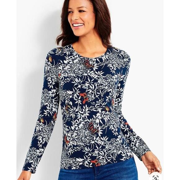 Talbots Long Sleeve Stretch Knit Butterfly Pullover Top Women Size 2X Multicolor - Picture 1 of 6